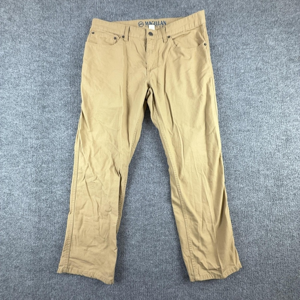 Magellan Outdoors Pants Mens 34x30 Beige Canvas 5 Pocket Casual Workwear Khakis